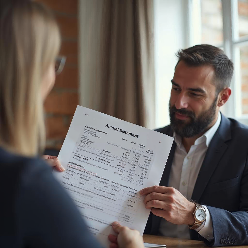 attachment; filename=Ein Mieter vergleicht seine Nebenkostenabrechnung mit den monatlichen Rechnungen, während er ein rechtliches Dokument in einem gut beleuchteten Raum überprüft.